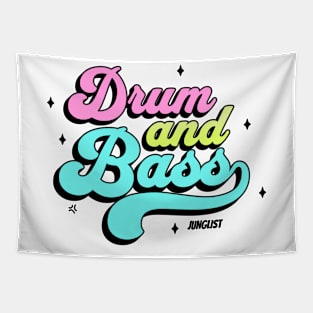 DRUM AND BASS  - Junglist Retro Font (Black/Lime/Pink) Tapestry