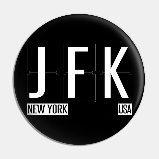 JFK - New York Airport Code Souvenir or Gift Shirt Pin by HopeandHobby