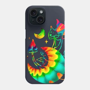 Psychodelic Colors Magic Mushrooms and Moon Phone Case