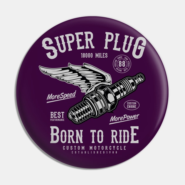 Spark Plug Motorcycle Pin by lionkingdesign