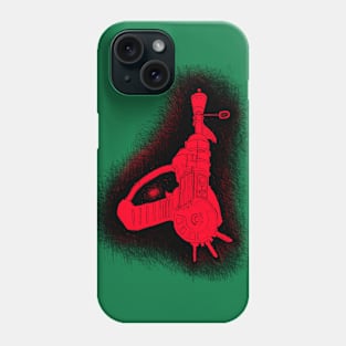 Zombies Red and Black Sketchy Ray Gun on Emerald Green Phone Case