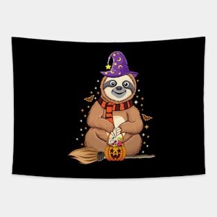 Lazy Sloth Witch Hat Halloween Animal lovers Halloween sloth Tapestry