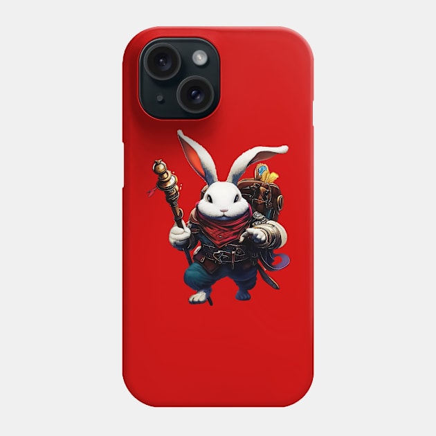 Fantasy white bunny adventurer Phone Case by TomFrontierArt