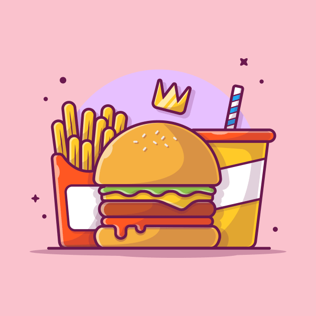 Burger, French fries And Soft Drink Cartoon (2) by Catalyst Labs