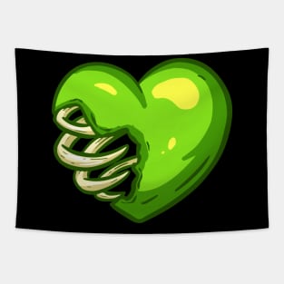 Cartoon Zombie Love Heart Valentines Day Halloween Illustration with Bones and Blood Tapestry