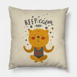 Keep Calm And Meditate - Love CARTOON CAT 1 Pillow