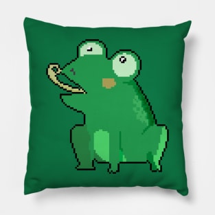 Leapin' Frogs: Pixel Art Frog Design for Fashionable Attire Pillow