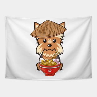 Yorkshire Terrier Eating Noodles Tapestry