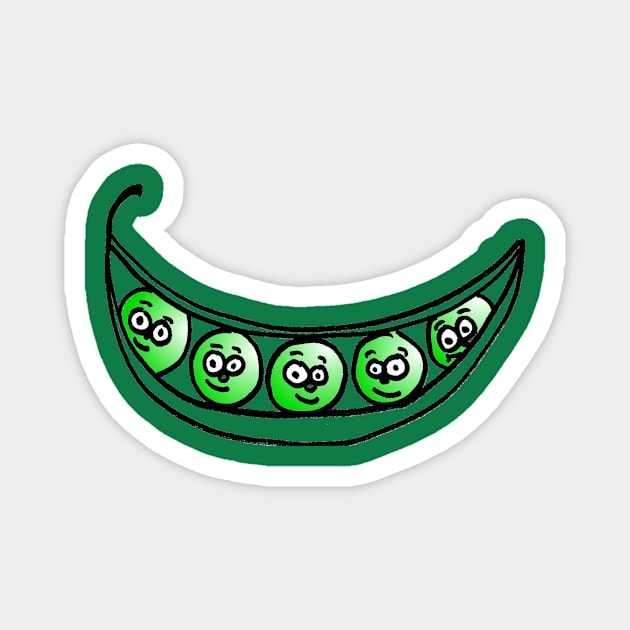 Happy, Healthy Peas in a Pod Doodle Magnet by 1Redbublppasswo