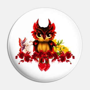 Beautiful fantasy owl with flowers Pin