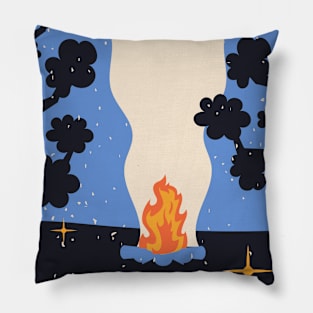 Magical Fire Animated Drawing Digital Art Pillow