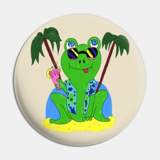 Frog At The Beach Pin