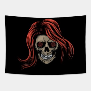 head lady skull mascot Tapestry