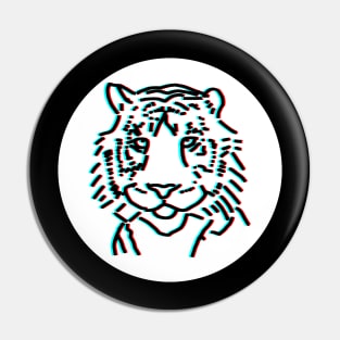 Tiger Face Portrait Glitch Pin