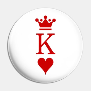 Classy Valentine's Day King Of Hearts Classic Playing Card Style Pin