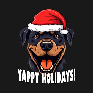 Rottweiler Christmas Gift Yappy Holidays Santa Dog T-Shirt