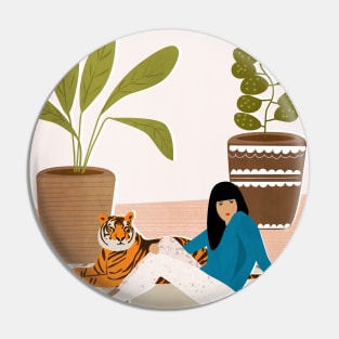 Girl and tiger Pin