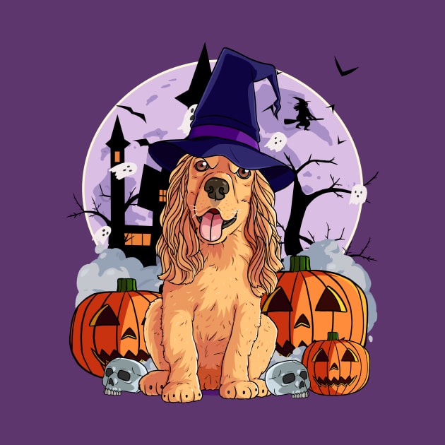 Cocker Spaniel Scary Halloween Witch Pumpkin by Noseking