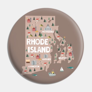 Rhode Island USA State Illustrated Map Pin