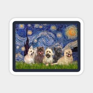 Starry Night Adapted to Incude Five Cairn Terriers Magnet