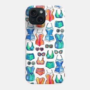 Sixties Swimsuits and Sunnies on white Phone Case