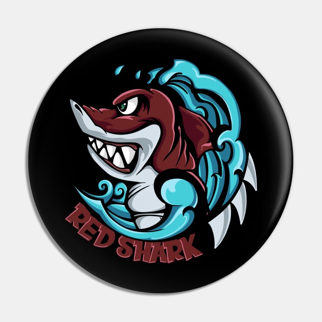 Red Shark Pin by RagriyaStuff