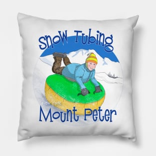 Kids Snow Tubing on Mount Peter, New York Pillow