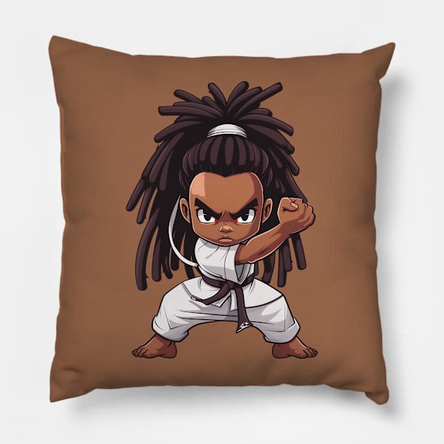 Karate Chibi Boy Pillow by JunkyDotCom