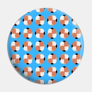 Vibrant Orange and Blue Retro Geometric Art Pin