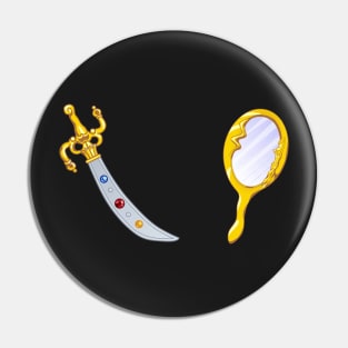 Space Sword & Deep Aqua Mirror Pin