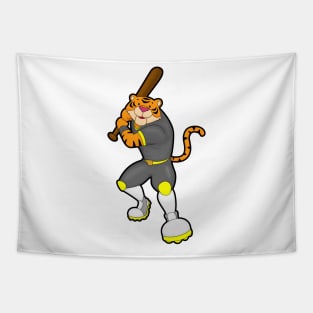 Tiger as Baseball player with Baseball bat Tapestry