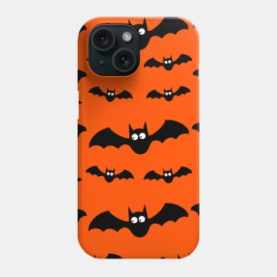 Halloween Bat Silhouette Pattern funny Black Bats on Orange Phone Case Phone Case