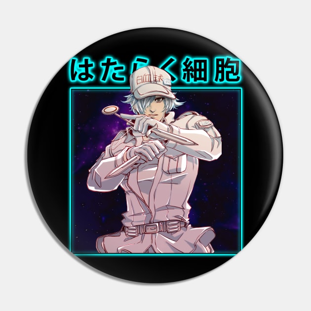 Retro Art White Blood Cell Comedy Japanese Anime Pin by QuickMart