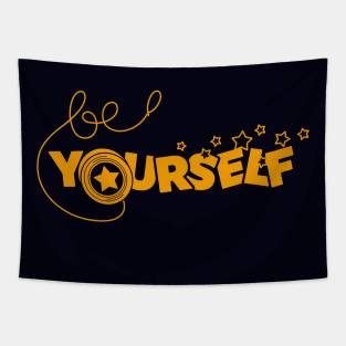 Be Yoyoself 80's Retro Inspirational Quotes Pun Typography Tapestry