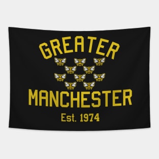 Greater Manchester (10 bees) established 1974 sports varsity logo Tapestry