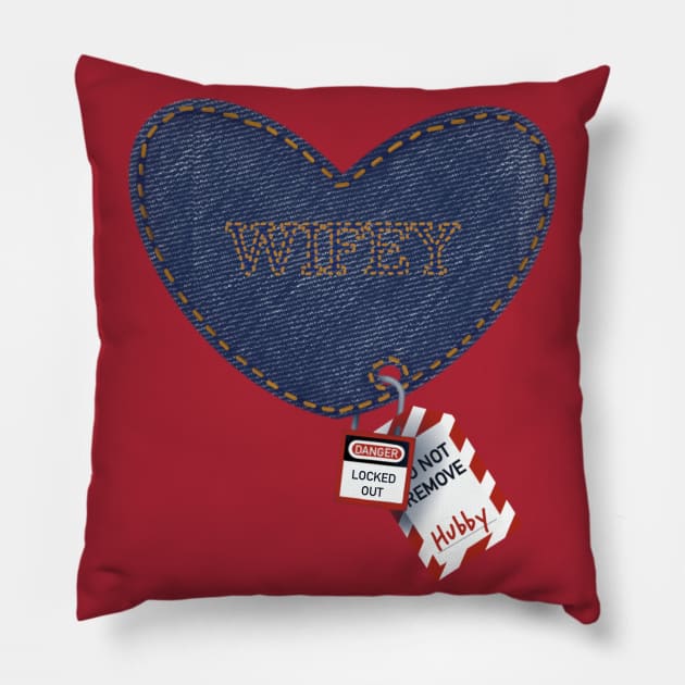 Romantic Wifey Hubby Electrician Lockout Tagout Heart Pillow by The Trades Store