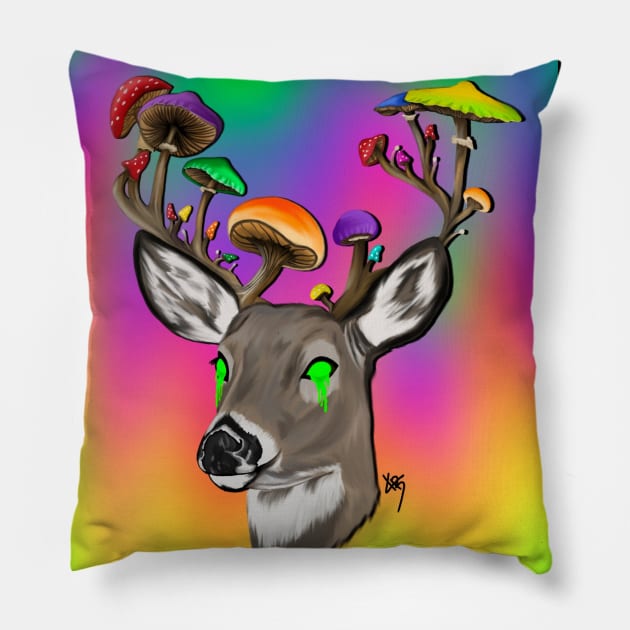 Trippy Deer color Pillow by KayyArkham