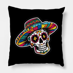 Skull head wear sumbrero - cinco de mayo Pillow