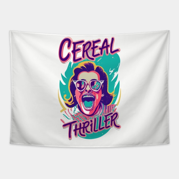 Cereal Thriller Cereal Funny - Retro Vintage Breakfast Cartoon Gift Tapestry by stickercuffs