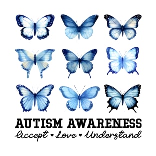 In April We Wear Blue Butterfly Autism T-Shirt