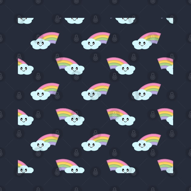 Kawaii Cute Rainbow Pattern in Purple by Kelly Gigi