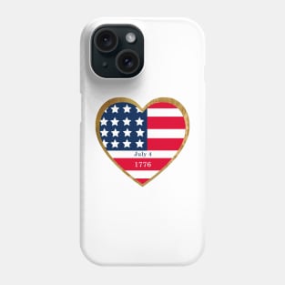 Celebrating American Independence Day - July 4th  - Stars and Stripes in a red white blue gold heart pattern Phone Case