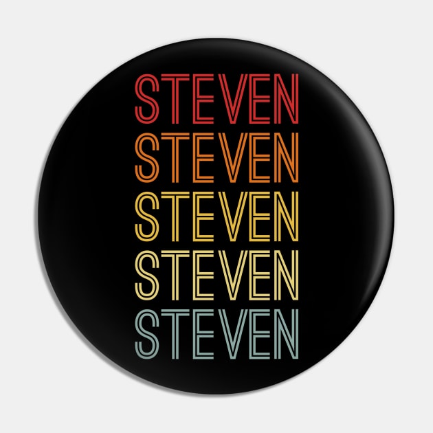 Steven Name Vintage Retro Pattern Pin by CoolDesignsDz