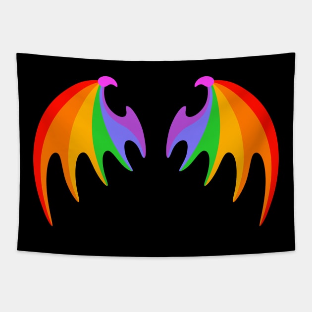 BACK PRINT - Rainbow Dragon Bat Wings Tapestry by dreambeast.co