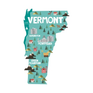 Vermont State of the USA illustrated map T-Shirt