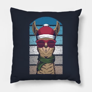 Cool Christmas Llama // Funny Xmas Animal Pillow