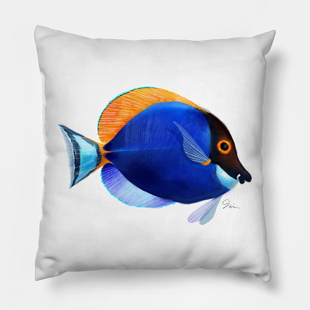 Powdered Blue Tang Pillow by TrevorIrvin