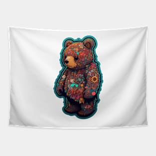 Cute Flowery Teddy Bear Tapestry