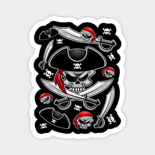 Skull Pirate Captain with Crossed Sabers Magnet