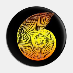 Ammonite Yellow Orange Fossil Design Pin